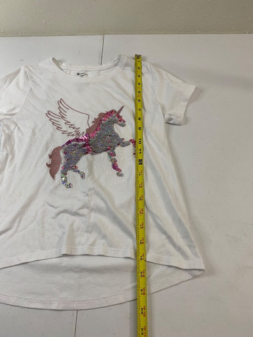 Members Mark Girls White Tee With Sequin Unicorn Design Size 14/16 - Picture 5 of 7